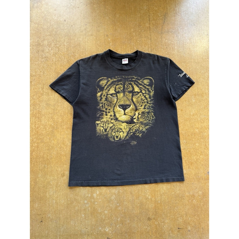 VTG 90s Cheetah Cubs Nature Extinction is Forever Las Vegas Zoo T-Shirt XL Anvil